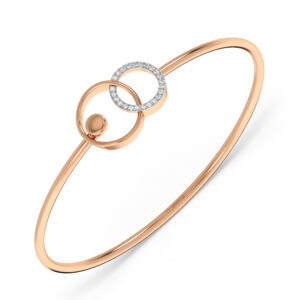 Dual Circle Diamond Oval Bangle Bracelet