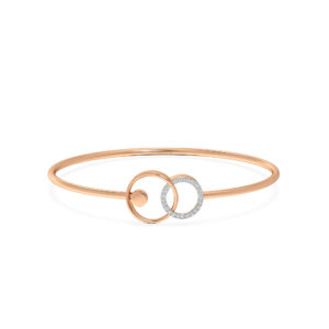 Dual Circle Diamond Oval Bangle Bracelet