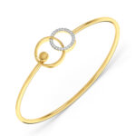 Dual Circle Diamond Oval Bangle Bracelet