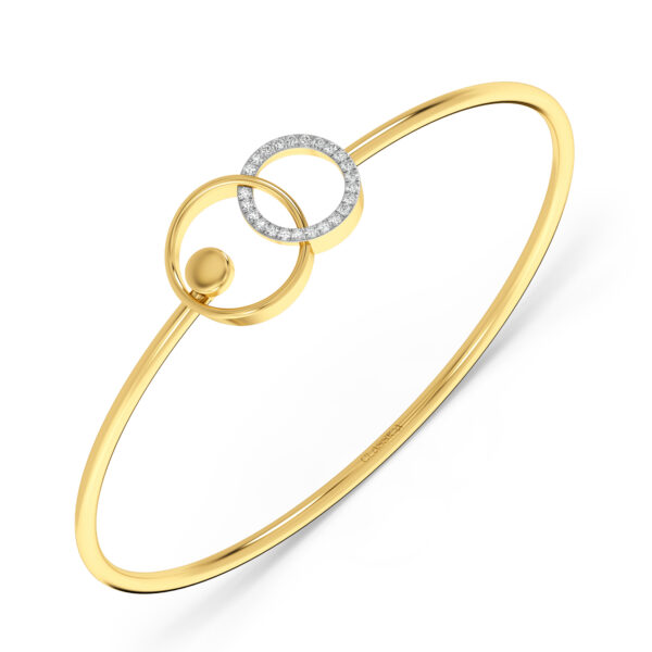 Dual Circle Diamond Oval Bangle Bracelet