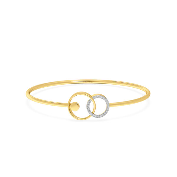 Dual Circle Diamond Oval Bangle Bracelet