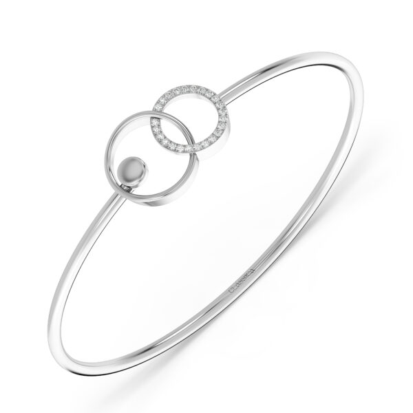 Dual Circle Diamond Oval Bangle Bracelet