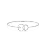 Dual Circle Diamond Oval Bangle Bracelet