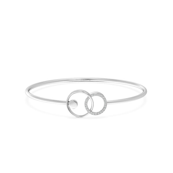 Dual Circle Diamond Oval Bangle Bracelet