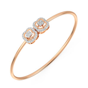 Petal Harmony Diamond Oval Bangle Bracelet
