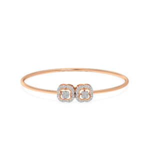 Petal Harmony Diamond Oval Bangle Bracelet