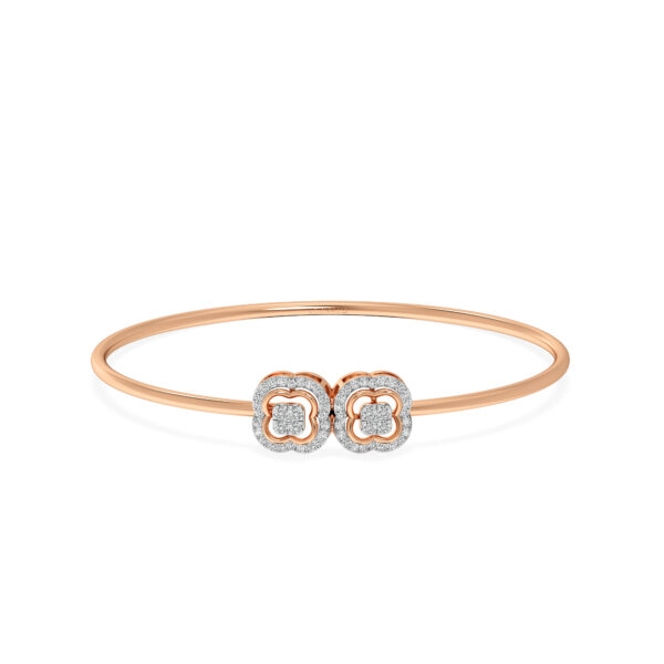 Petal Harmony Diamond Oval Bangle Bracelet
