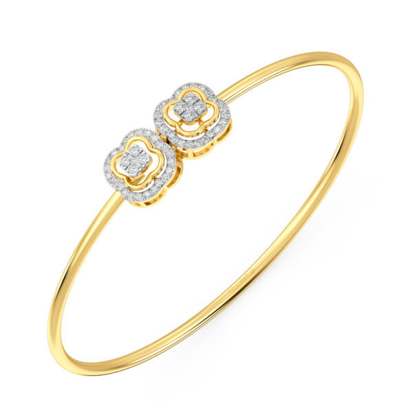 Petal Harmony Diamond Oval Bangle Bracelet