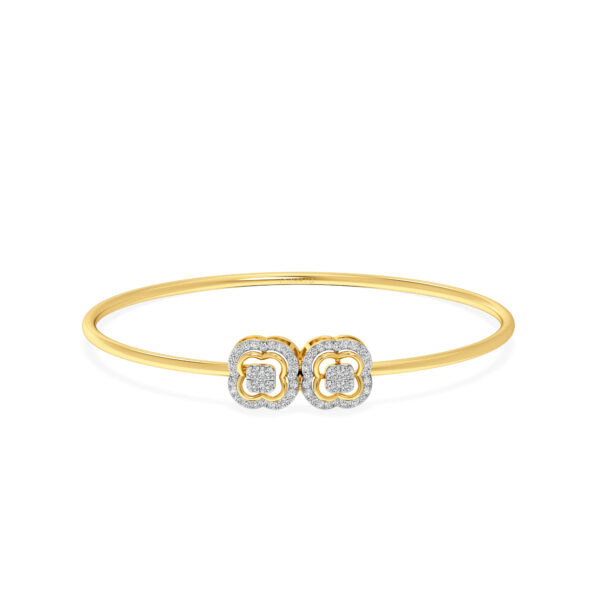 Petal Harmony Diamond Oval Bangle Bracelet