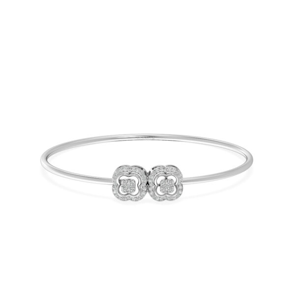 Petal Harmony Diamond Oval Bangle Bracelet