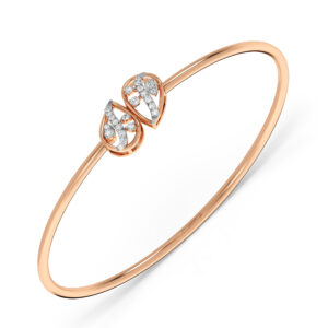 Elegant gold teardrop Diamond Oval Bangle Bracelet