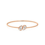 Elegant gold teardrop Diamond Oval Bangle Bracelet