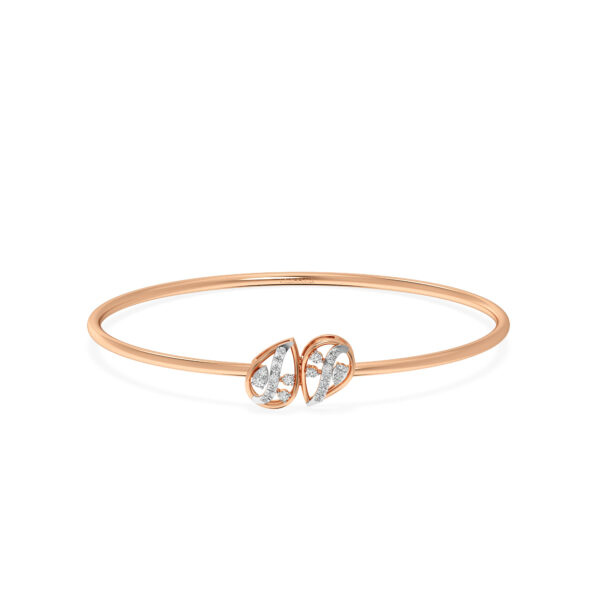 Elegant gold teardrop Diamond Oval Bangle Bracelet
