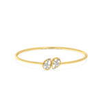 Elegant gold teardrop Diamond Oval Bangle Bracelet