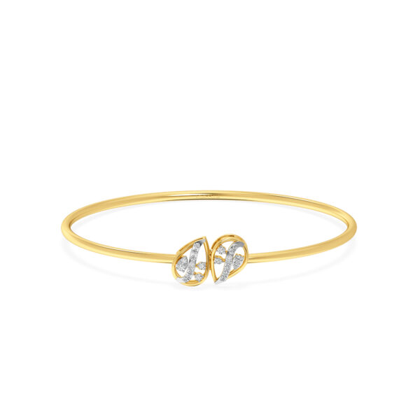 Elegant gold teardrop Diamond Oval Bangle Bracelet