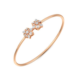 Floral Harmony Diamond Oval Bangle Bracelet