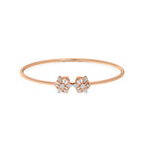 Floral Harmony Diamond Oval Bangle Bracelet
