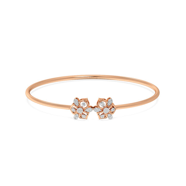 Floral Harmony Diamond Oval Bangle Bracelet