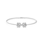 Floral Harmony Diamond Oval Bangle Bracelet
