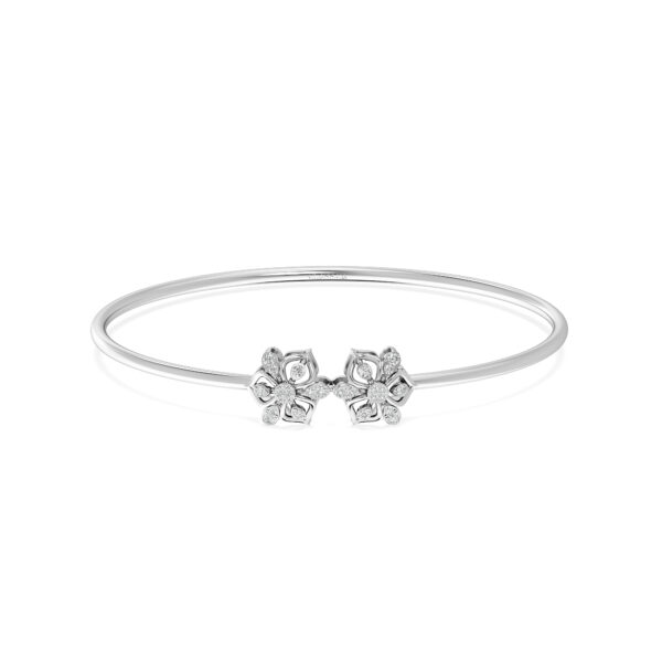 Floral Harmony Diamond Oval Bangle Bracelet