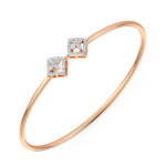 Modern Twin Square Diamond Oval Bangle Bracelet
