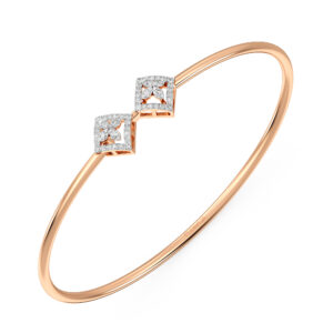 Modern Twin Square Diamond Oval Bangle Bracelet