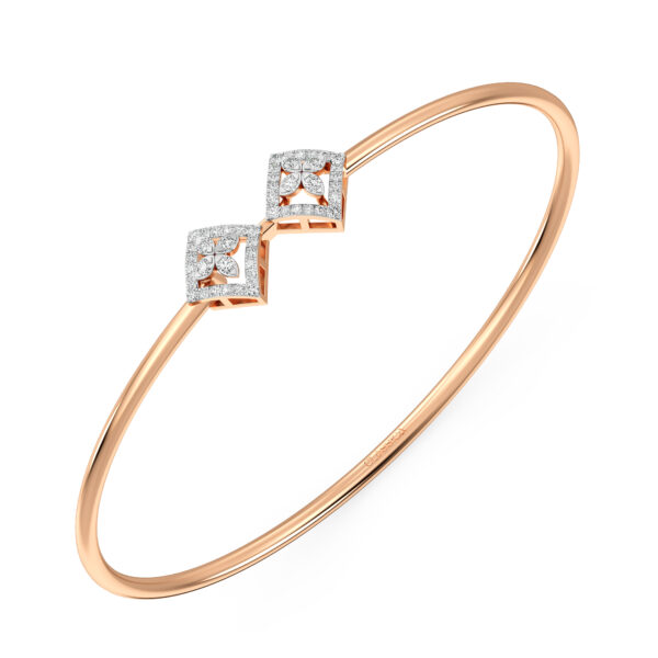 Modern Twin Square Diamond Oval Bangle Bracelet