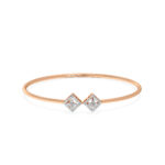 Modern Twin Square Diamond Oval Bangle Bracelet