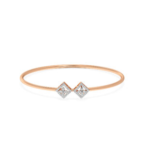 Modern Twin Square Diamond Oval Bangle Bracelet