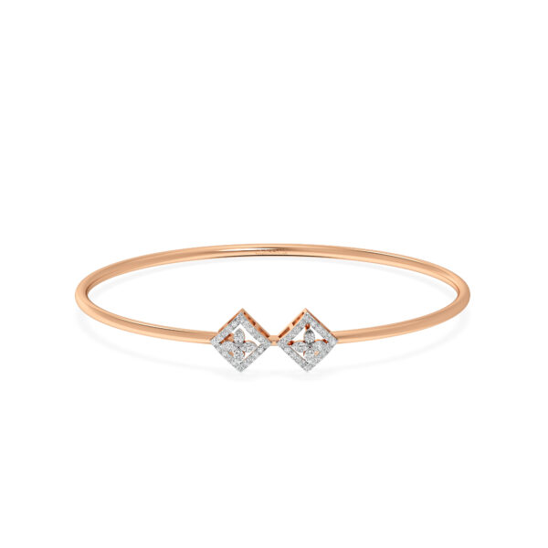 Modern Twin Square Diamond Oval Bangle Bracelet