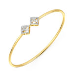 Modern Twin Square Diamond Oval Bangle Bracelet