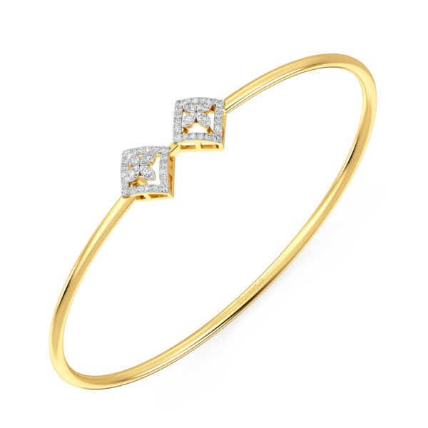 Modern Twin Square Diamond Oval Bangle Bracelet