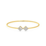 Modern Twin Square Diamond Oval Bangle Bracelet