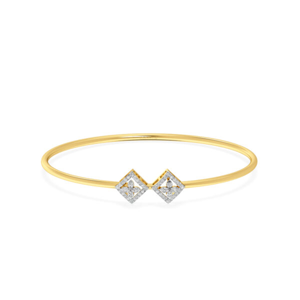 Modern Twin Square Diamond Oval Bangle Bracelet