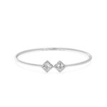 Modern Twin Square Diamond Oval Bangle Bracelet