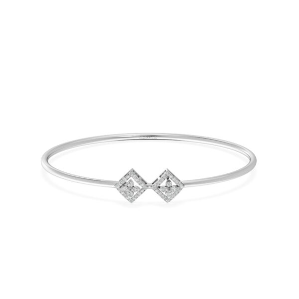Modern Twin Square Diamond Oval Bangle Bracelet
