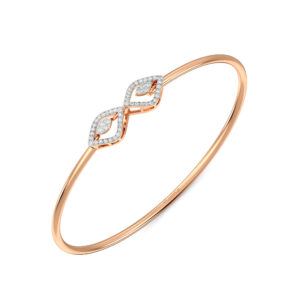 Diamond -Studded With Openable Oval Bangle Bracelet