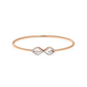 Diamond -Studded With Openable Oval Bangle Bracelet