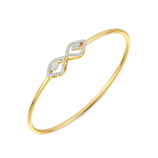 Diamond -Studded With Openable Oval Bangle Bracelet