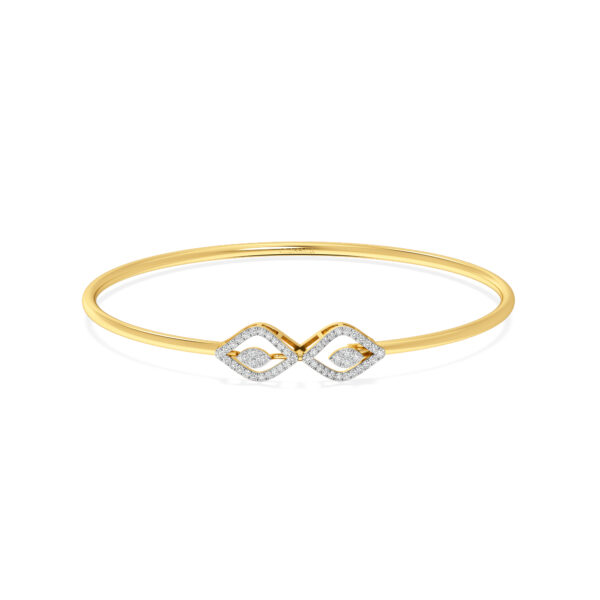 Diamond -Studded With Openable Oval Bangle Bracelet