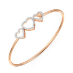 Hearts Linked Forever Diamond Oval Bangle Bracelet