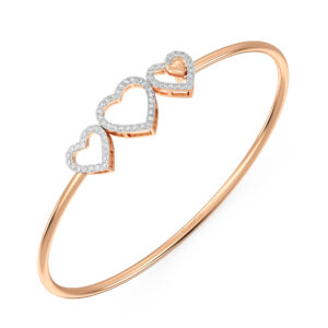 Hearts Linked Forever Diamond Oval Bangle Bracelet