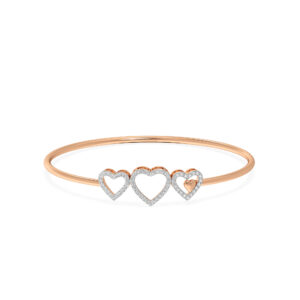 Hearts Linked Forever Diamond Oval Bangle Bracelet