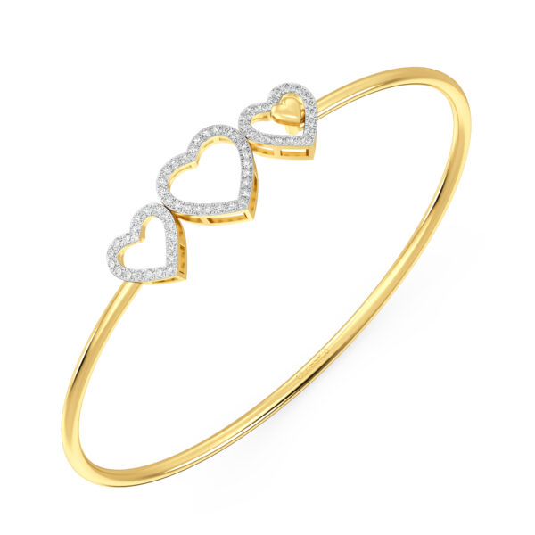 Hearts Linked Forever Diamond Oval Bangle Bracelet