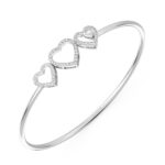 Hearts Linked Forever Diamond Oval Bangle Bracelet