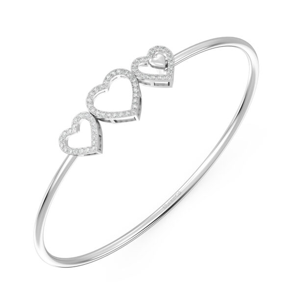 Hearts Linked Forever Diamond Oval Bangle Bracelet