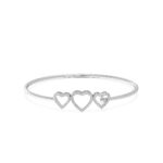 Hearts Linked Forever Diamond Oval Bangle Bracelet