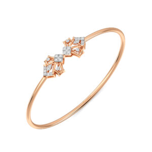 Luxe Petal Mirage -Designer Diamond Oval Bangle Bracelet