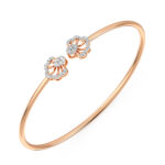 Floral Rose Gold Diamond Oval Bangle Bracelet