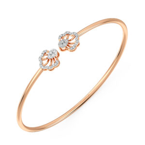 Floral Rose Gold Diamond Oval Bangle Bracelet
